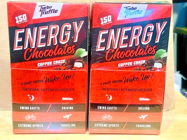 TURBO TRUFFLES COFFEE CRAZE ENERGY CHOCOLATES/2 bx of 50.