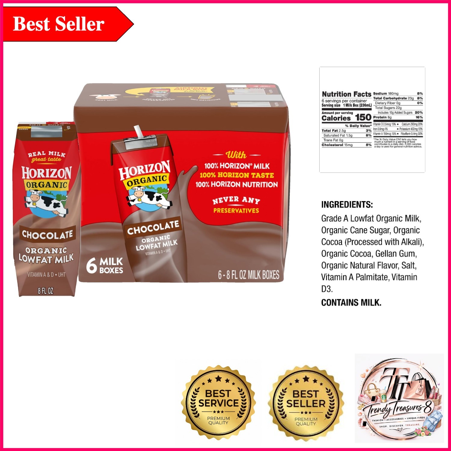Organic Lowfat Chocolate Milk Boxes – Shelf Stable, 6 Pack