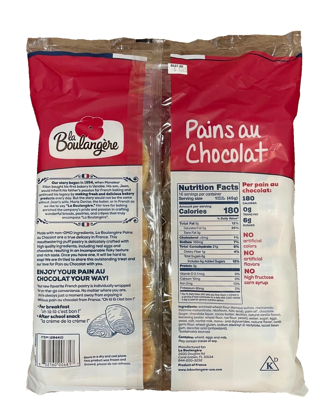 2 La Boulangere Pains Au Chocolat, Chocolate Croissants, Individually Wrapped,32