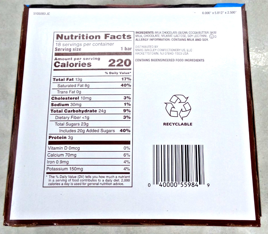 Dove Silky Smooth Milk Chocolate 1.44 Oz Bar – Pack of 18 – EXP: 12/2026
