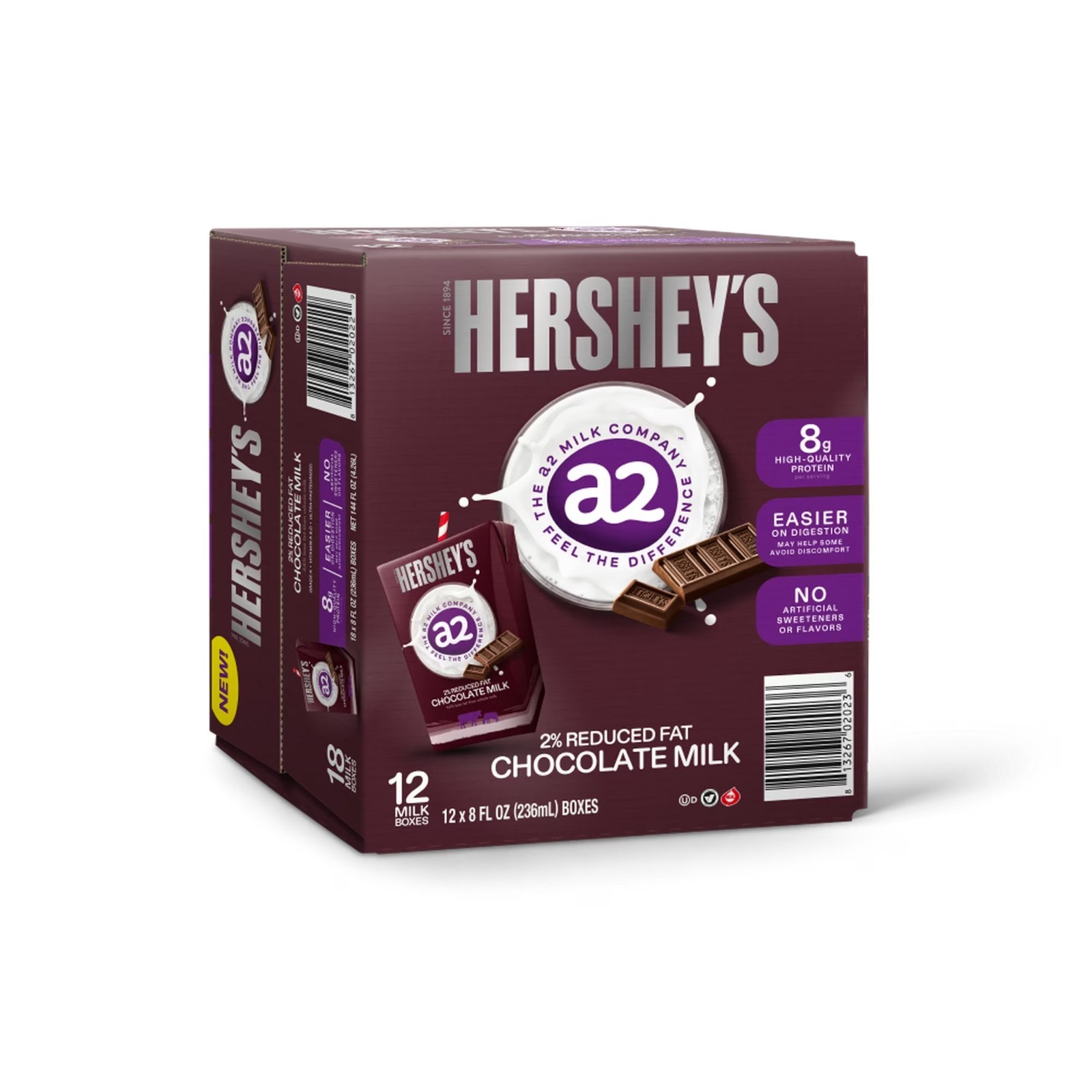Hershey’s A2 Chocolate Milk, 2% Reduced Fat (8 fl. oz., 12 pk.)