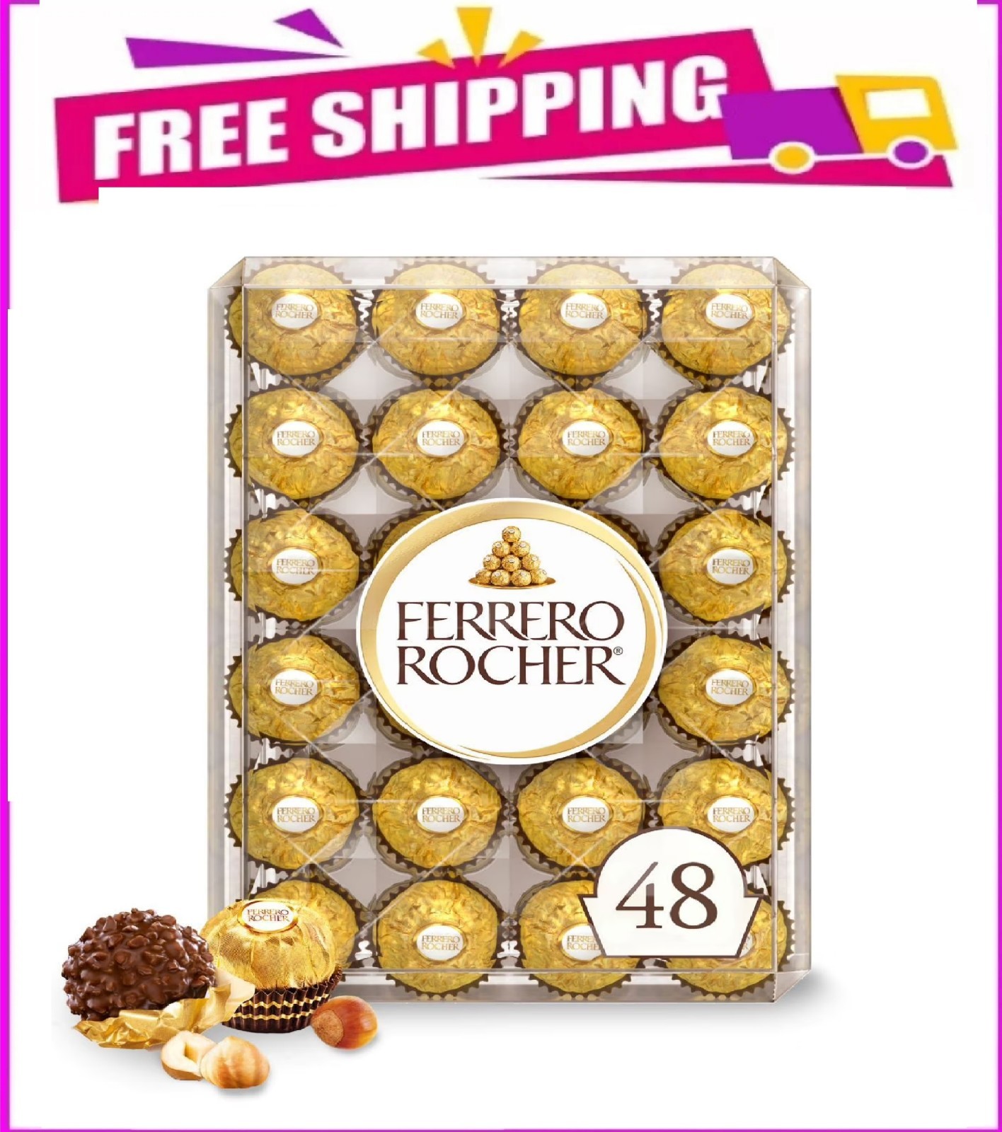 Ferrero Rocher Premium Milk Chocolate Hazelnut, 48 ct.