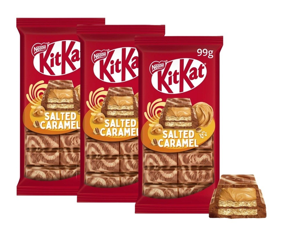 3x 99G KIT KAT SALTED CARAMEL Flavor Chocolate Bars 3.5oz