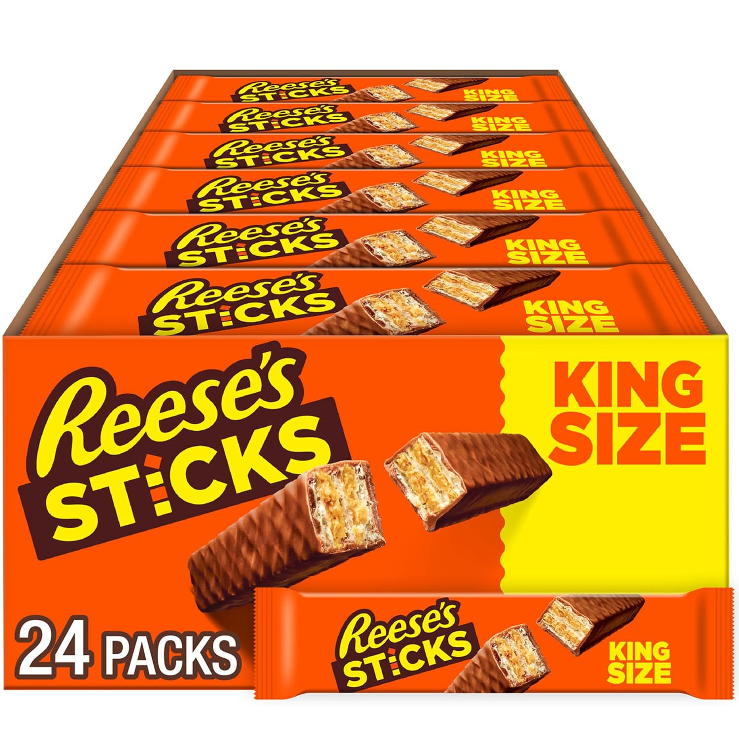STICKS Milk Chocolate Peanut Butter Wafer King Size, Candy Packs, 3 Oz (24 Count