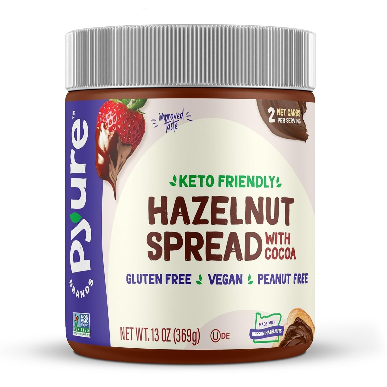 Plant-Based Keto Hazelnut Chocolate Spread | 2g Net Carbs, Delight, 13 oz