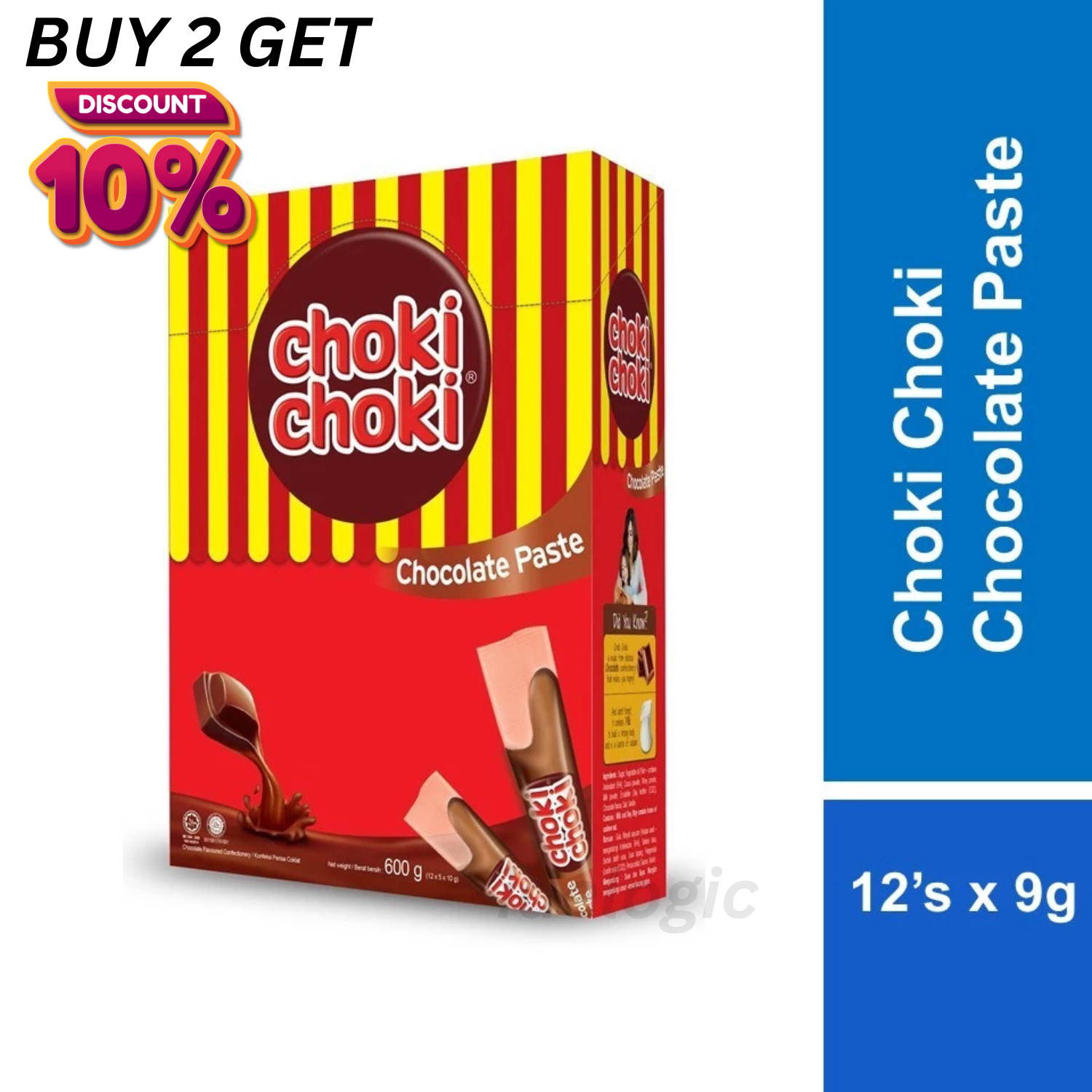 Choki Choki Original Chocolate Stick Creamy Chocolate Tube Snack 12×5 x9 (540g)