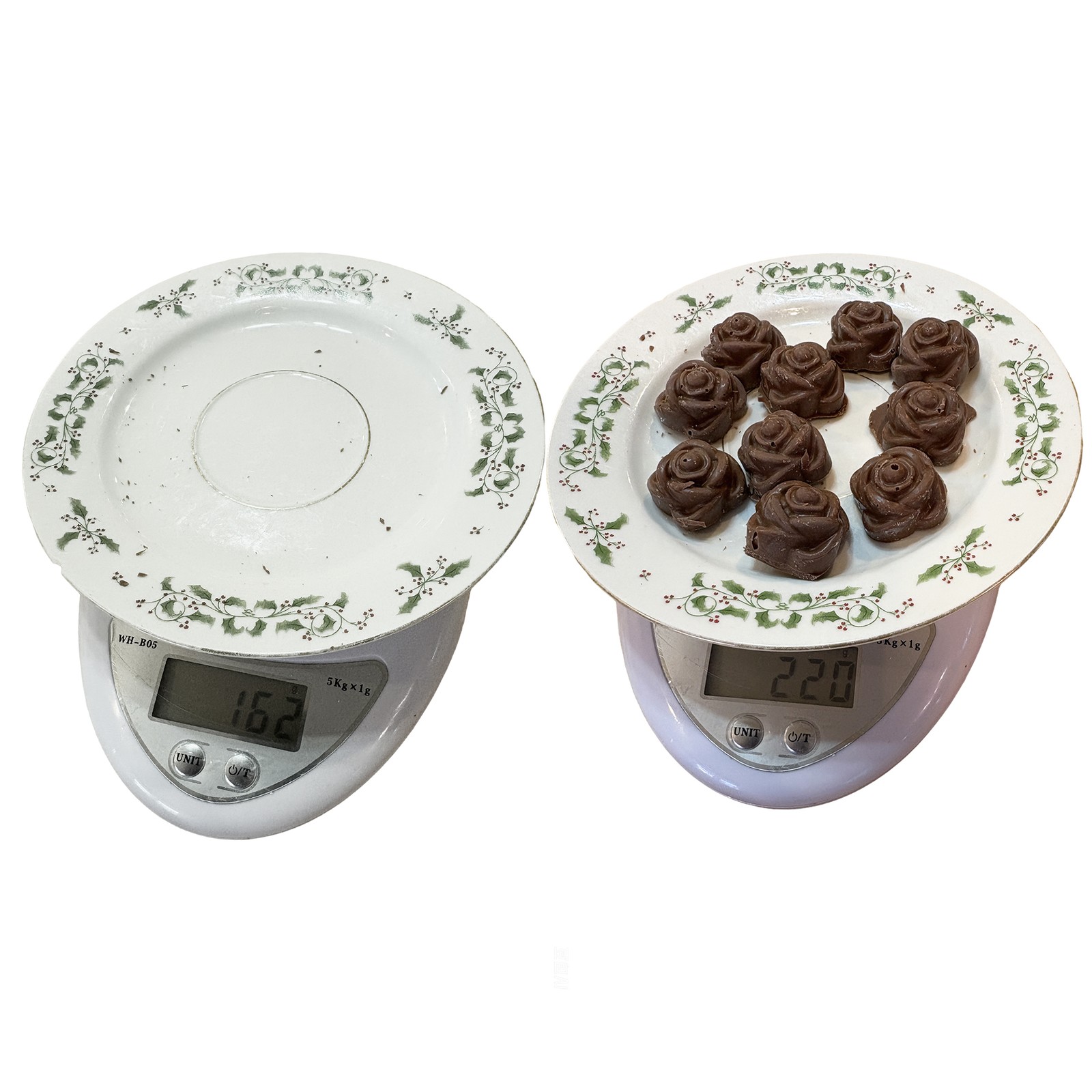 10-PIECE 2OZ CHOCOLATE GOURMET HOMEMADE SNACK WITH NUTS SMALL ROSE SHAPE