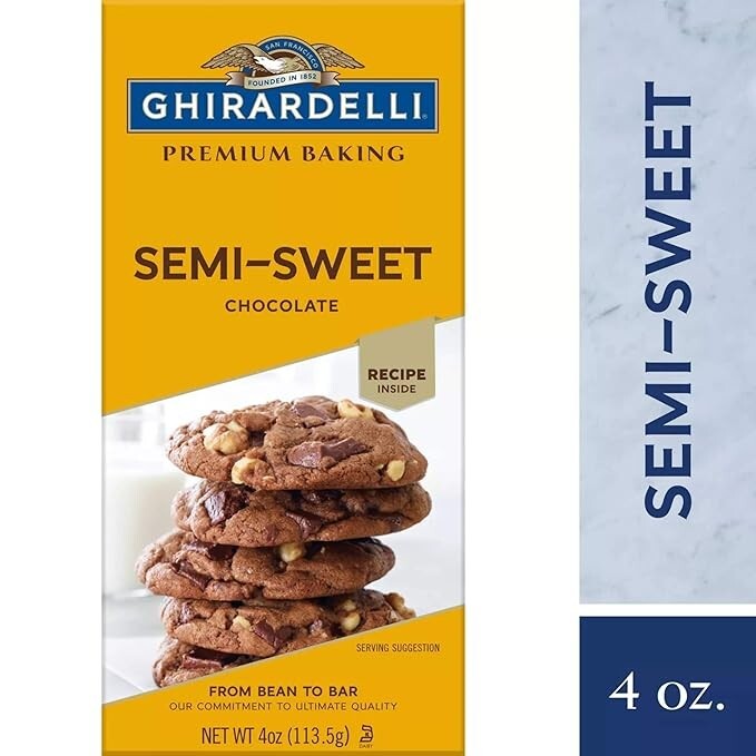 Ghirardelli Chocolate Baking Bar, Semi-Sweet Chocolate, 4-Ounce Bars – PACK OF 3