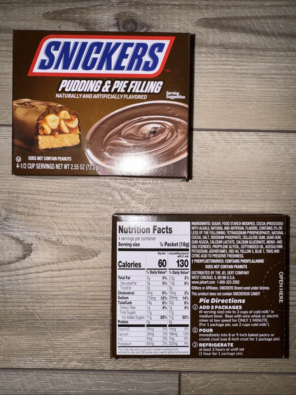 Snickers Pudding & Pie Filling 2.55oz 2 Boxes 4.5 Servings Per Box Exp 2027