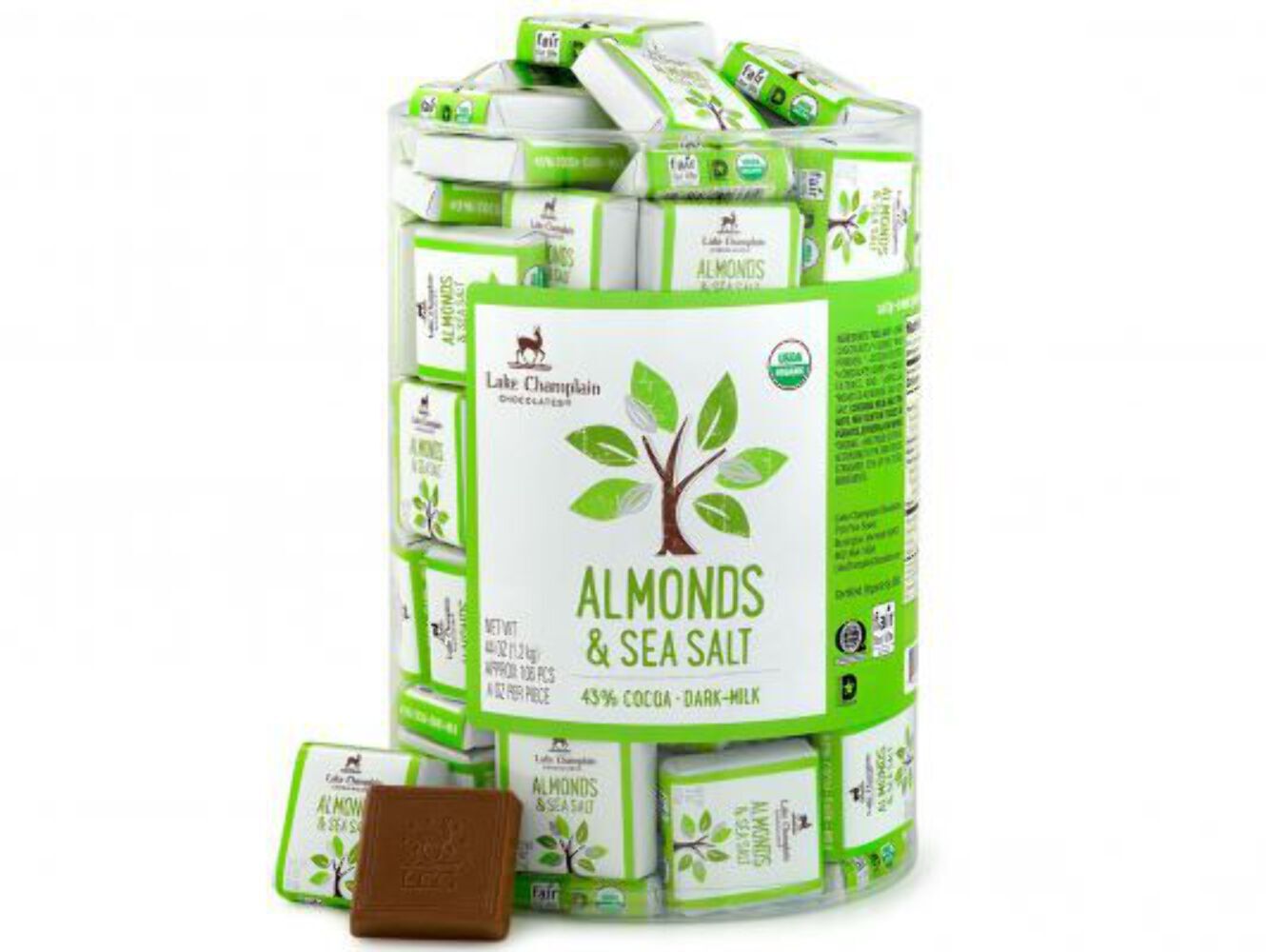 Lake Champlain Chocolates® 43% Dark Milk Chocolate Squares with Almonds & Sea Sa