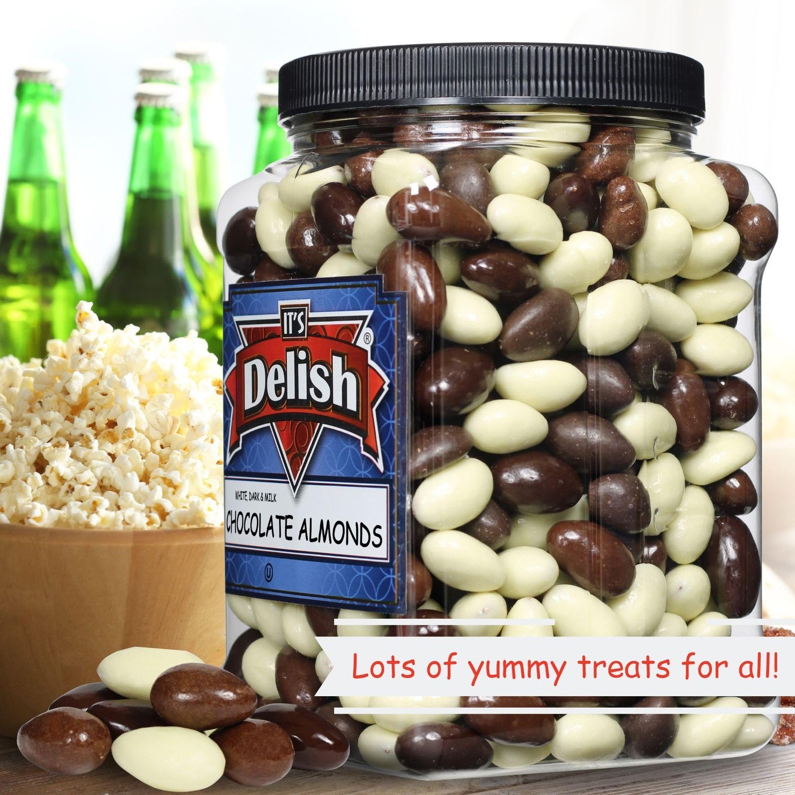 Gourmet Chocolate Covered Almonds Medley by Its Delish, 3 Lbs w/ Jumbo Container