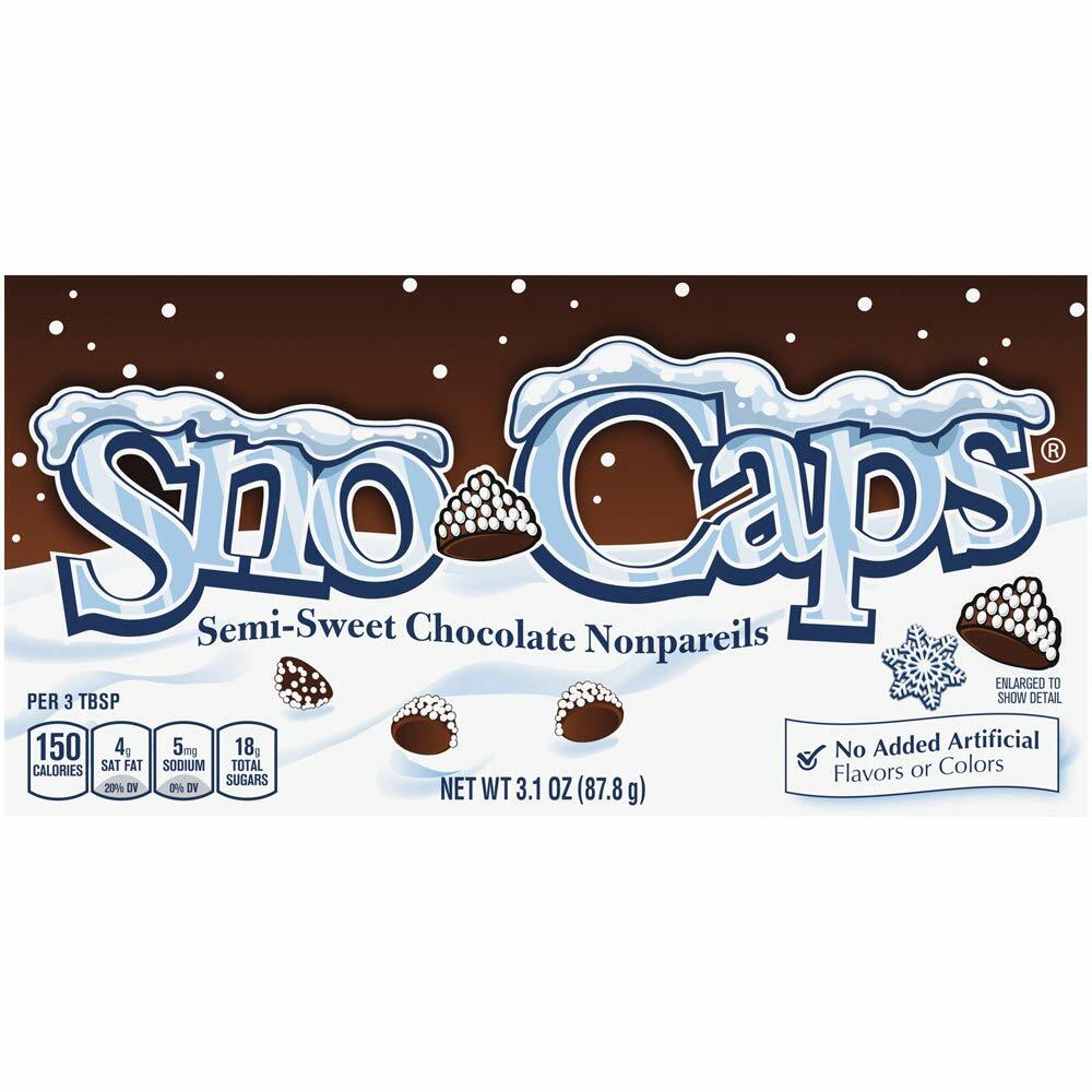 12 ea Sno Caps Semi-Sweet Chocolate Nonpareils 3.1 oz Theater Boxes FREE SHIP!!