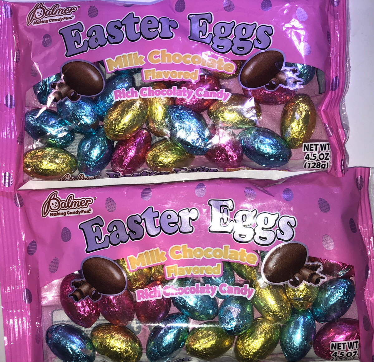 2 Packs 4.5oz ea Palmer Easter Eggs Solid Milk Chocolate Flavored Candy-SHIP24HR