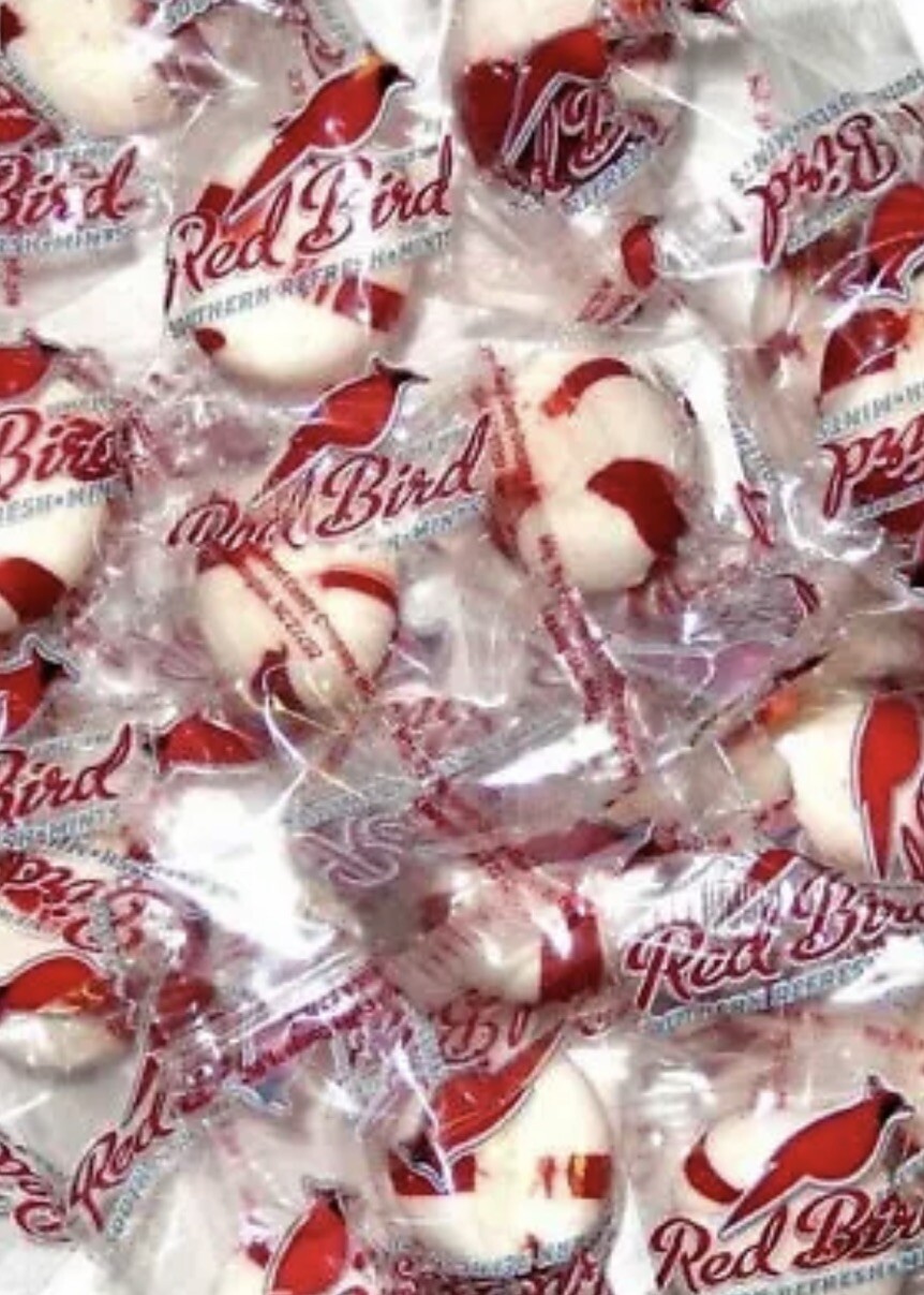 RED BIRD Peppermint CANDY ( ONE Pound Bulk ) HANDCRAFTED CANDY PUFFS MELT MINT