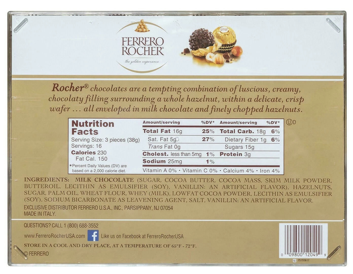 2 Packs Ferrero Rocher Fine Hazelnut Chocolates 48 ct, 21.2 oz Each, Total 96 ct