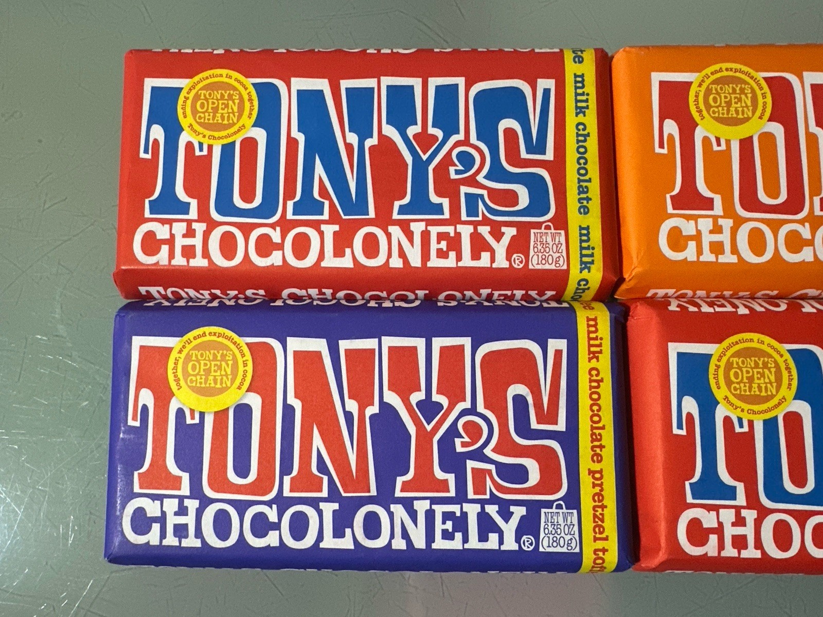 Tony’s Chocolonely Top Milk Chocolate Bars Pack Of 4 6.35Oz Milk Pretzel Caramel