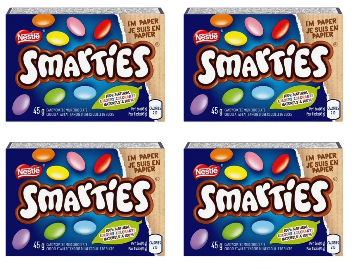 Nestle Smarties Candy Coated Milk Chocolate Box Multipack 4x45g Sweet Treats