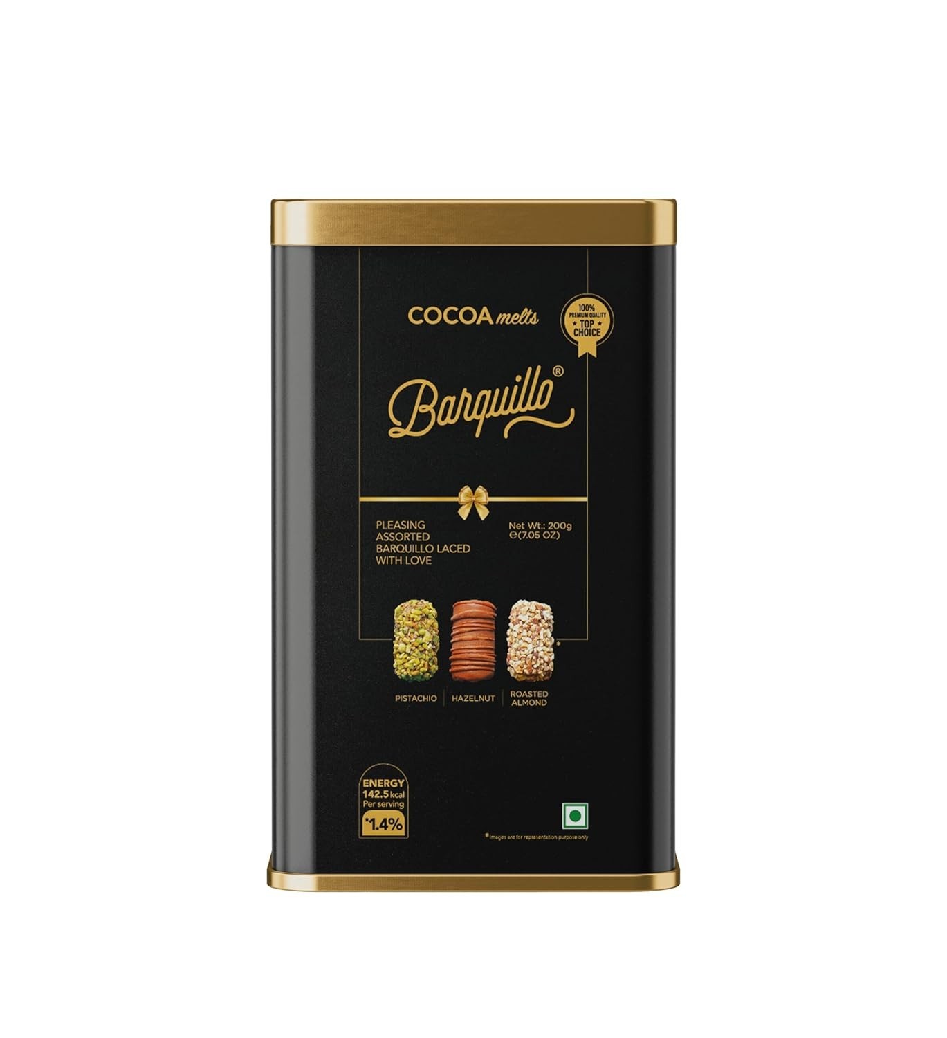 Barquillo Assorted Premium Chocolate Tin Pack – 10 Pcs (200 gm) | Roasted Almond