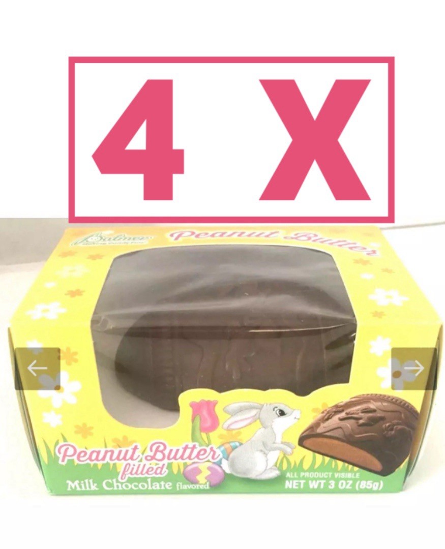 PALMER PEANUT BUTTER FILLED MILK CHOCOLATE EGGS “4 COUNT” 3OZ EACH NEW IN BOXES