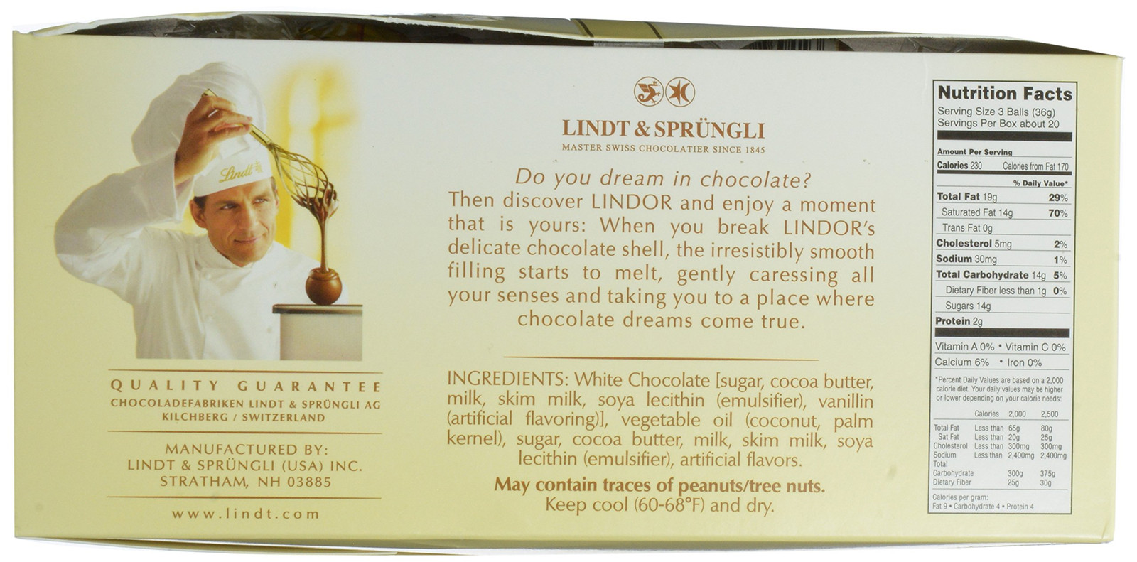 Lindt LINDOR White Chocolate Truffles Kosher 60 Count Box 25.4 Ounce