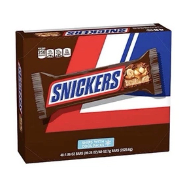 Snickers Milk Chocolate Peanut Caramel Bars, 48-Count Box, 48.13 oz