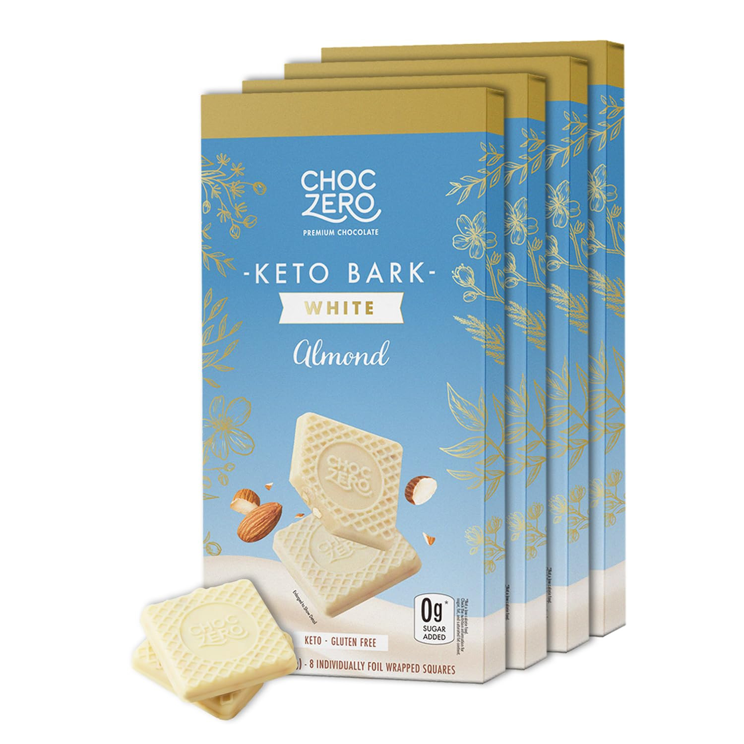 Choczero Sugar Free White Chocolate Candy with Almonds, No Sugar Alcohols, Keto,