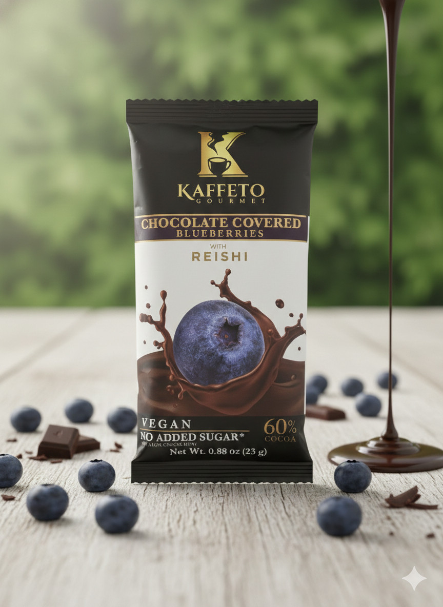 Box of 10 Snacks Blueberries coated with chocolate & Reishi (Ganoderma Lucidum)