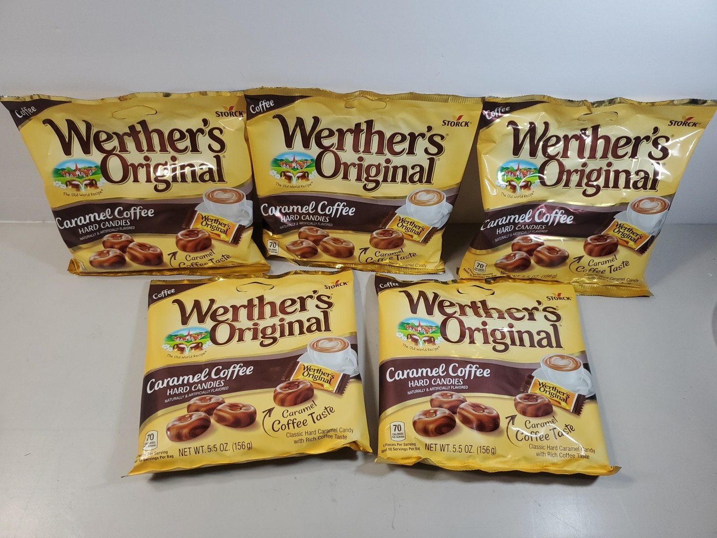 5 Werthers Original Caramel Coffee Hard Candies 5.5oz Tot 27.5oz Exp 4/30/26 (G1