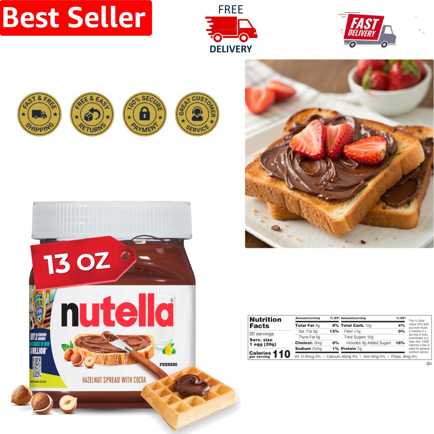 Nutella 13 oz Hazelnut Cocoa Spread – A Delightful Treat for Every Occasion