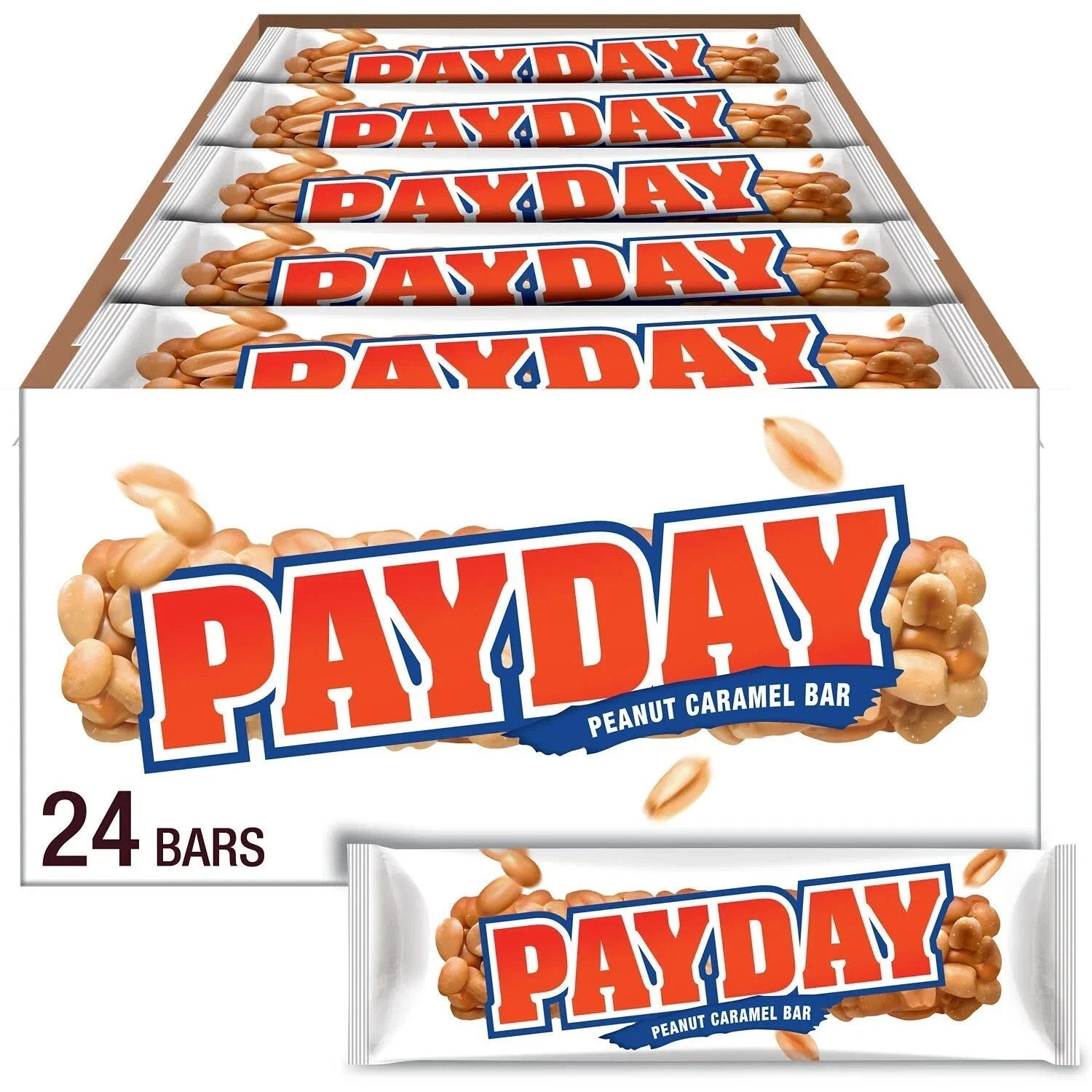 PAYDAY Peanut and Caramel Candy, Bulk Candy, 1.85 oz Bars (24 Count)