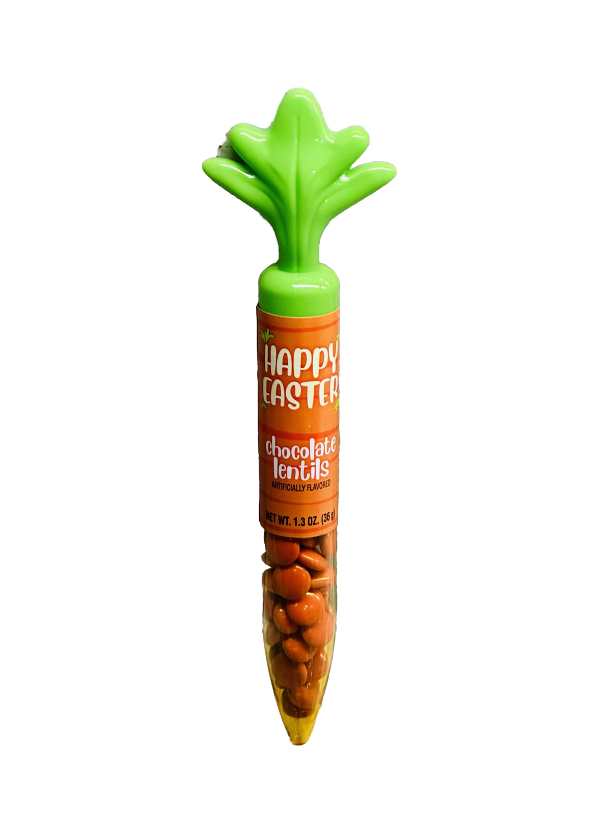 CARROT TUBES WITH ORANGE CHOCOLATE LENTILS 1.3 Oz 36gm Happy Easter