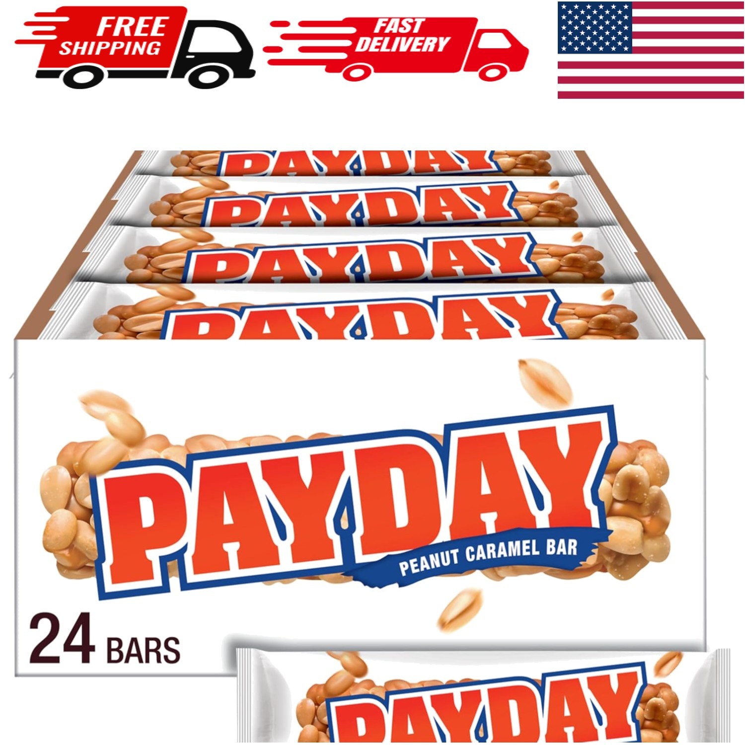 Delicious Peanut Caramel Candy Bars – 1.85oz Each, 24 Individually Wrapped