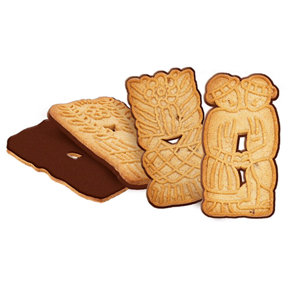 Detki Mese Honey Linzer Cookies Half-Dipped in Cocoa Milk Coating, 180g x 10