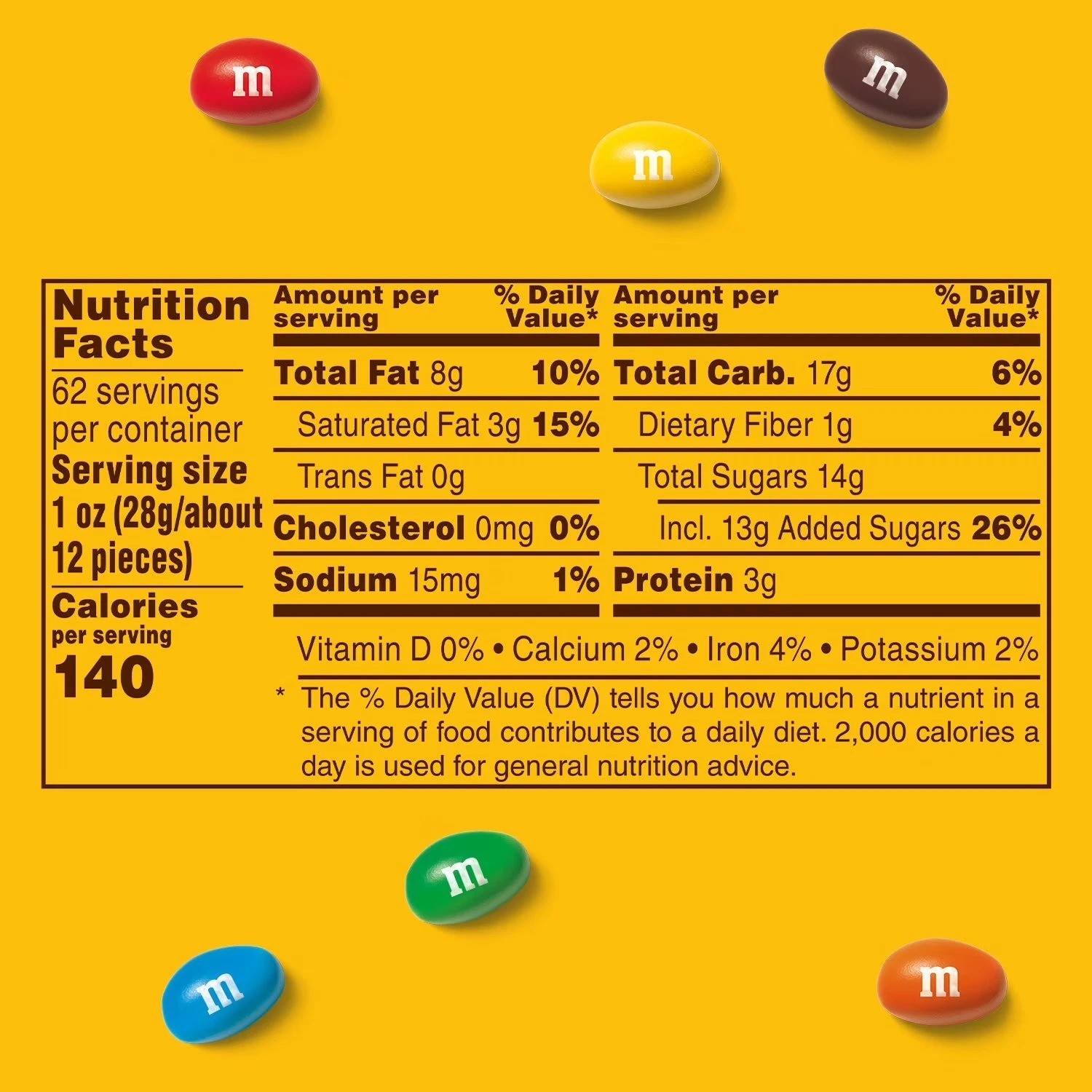 M&M’S Peanut Chocolate Candy Bulk Jar, 62 oz.