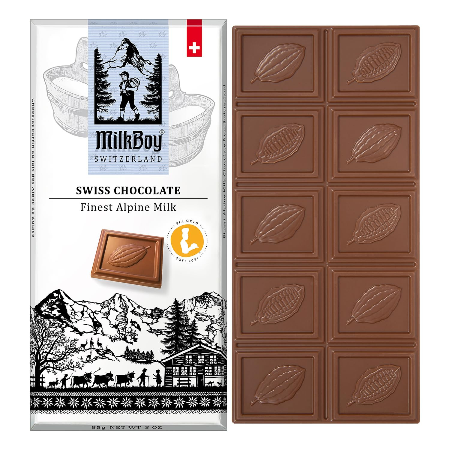 Chocolate Bars – Premium Swiss Alpine Milk Chocolate – Smooth European Milk Choc