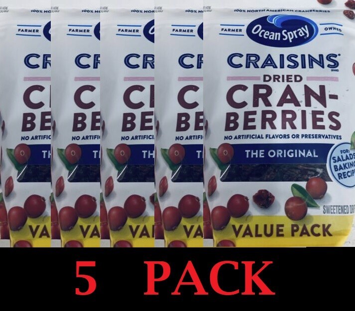 5x Ocean Spray THE ORIGINAL Craisins Dried Cranberries 20 oz VALUE PACK – 5 PACK
