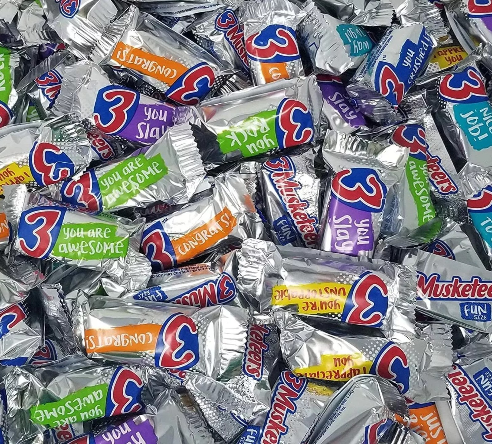3Musketeer MILK CHOCOLATE SNACK SIZE, Individually Wrapped IN POUNDS VALUE BAG!!