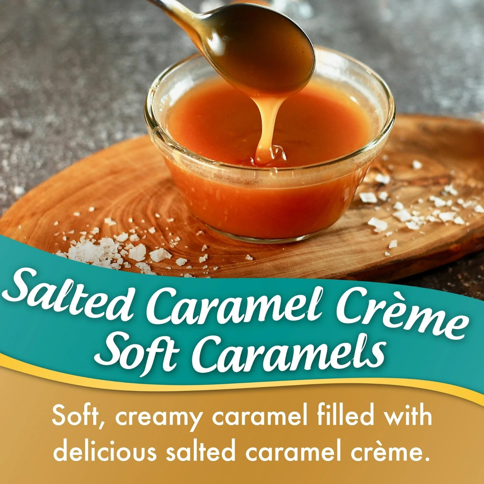 Soft & Chewy Sea Salt Caramel Candy Treats – Individually Wrapped, 1 lb Bag, 68