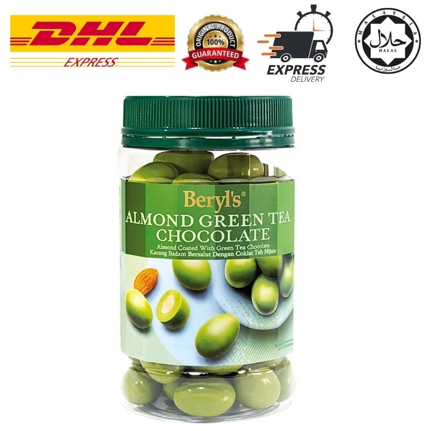 Beryls Almond Green Tea Chocolate 280g Halal Matcha Coated Nut Candy Gift Snack