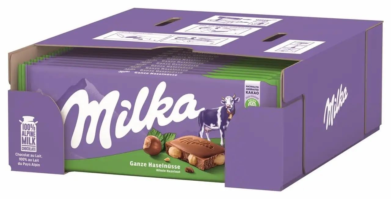Milka Milk Cholate with Whole Hazelnuts Bars 95 g/3.35 oz (Pack of 17)