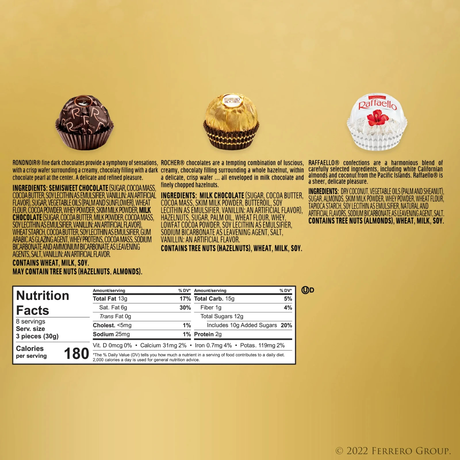 (3 pack) Ferrero Collection, 24 Count, Premium Gourmet Hazelnut Milk Chocolate