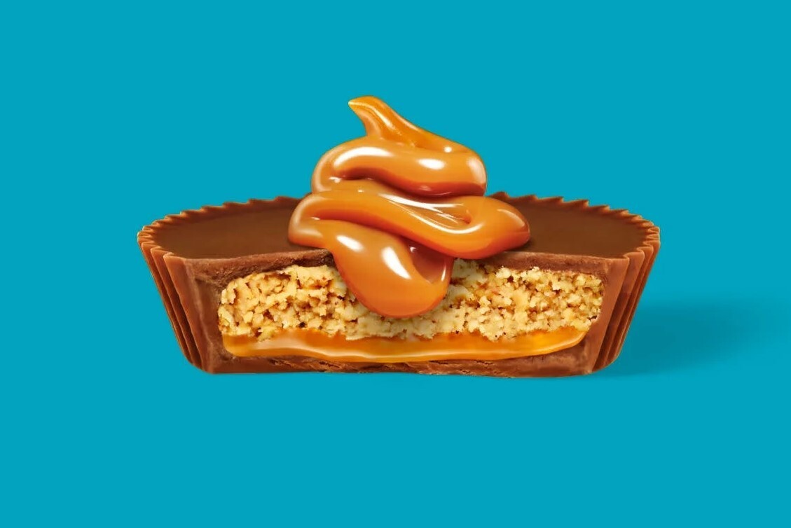 REESE’S-CARAMEL CHOCO PEANUT BUTTER SNACK SIZE CUPS IN MILK CHOCOLATE, BULK BAG