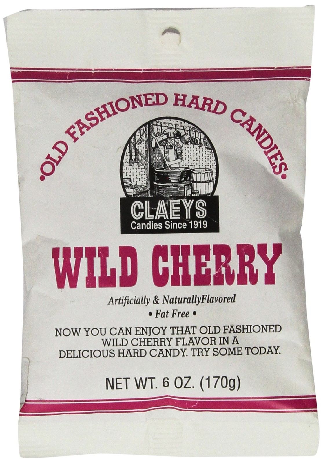 Claeys Old Fashioned Hard Candy Wild Cherry 6oz Bag