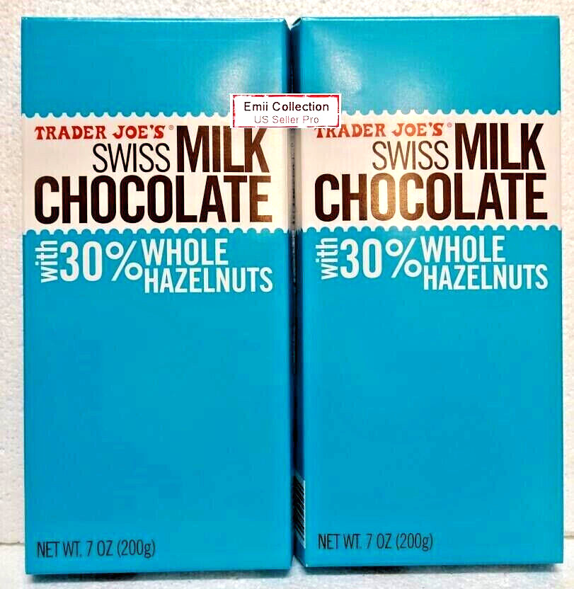Trader Joe’s Swiss Milk Chocolate with 30% Whole Hazelnuts 7oz 200g (2 Boxes)