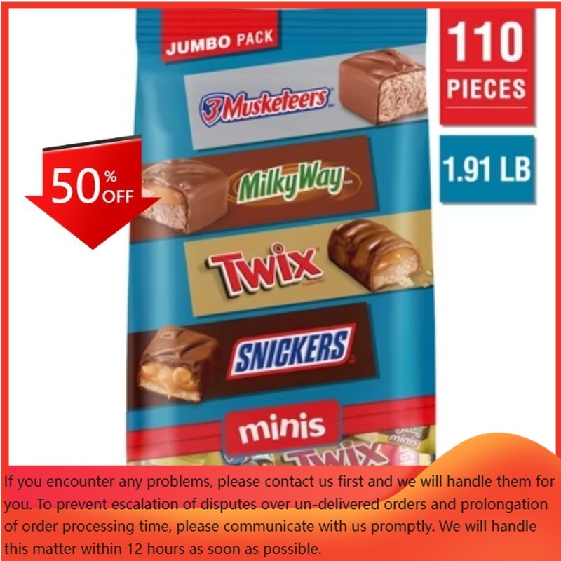 Snickers, Twix, Milky Way & 3 Musketeers Bars Variety Pack – 30.63oz/110ct