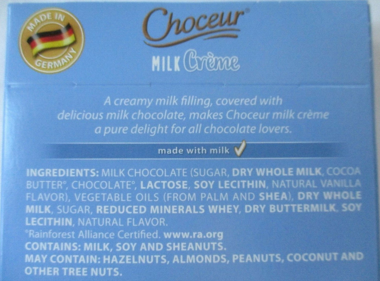 CHOCEUR MILK CREME CHOCOLATE 7.1-oz BOX