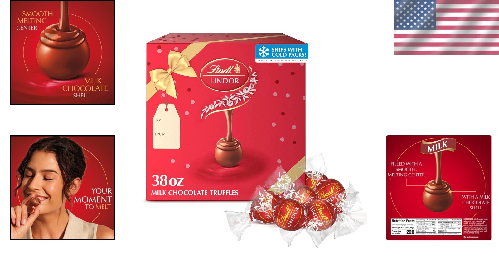 90 Count LINDOR Milk Chocolate Truffles – Elegant Gift Box for Celebrations