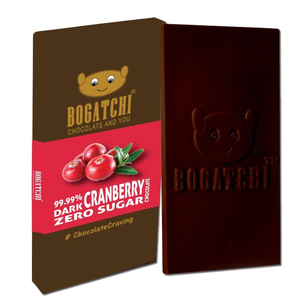 BOGATCHI 99% Dark Chocolate Bar 60g –Cranberry