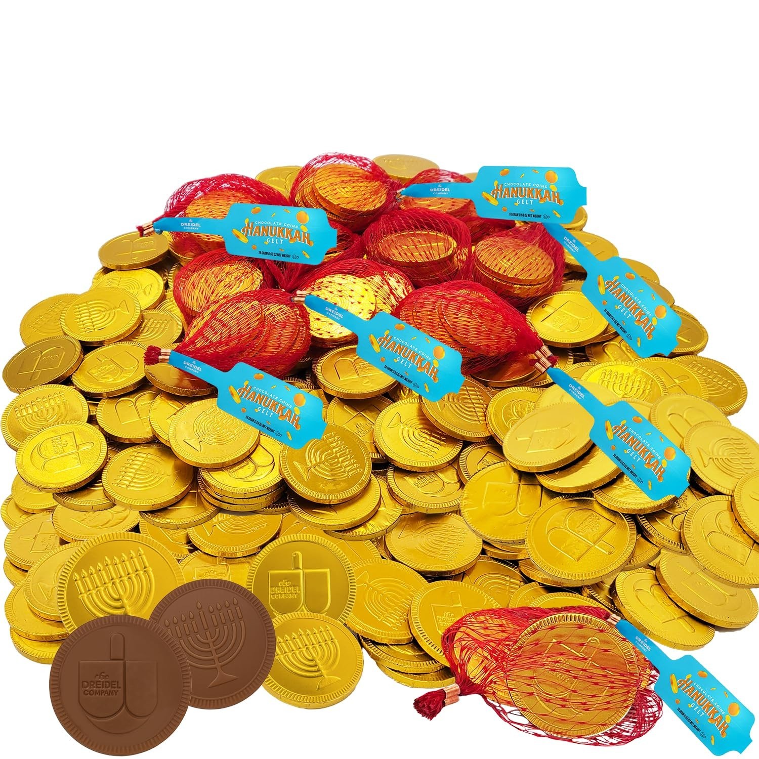 Delightful Hanukkah Chocolate Gelt – 24 Mesh Bags of Milk Chocolate Coins