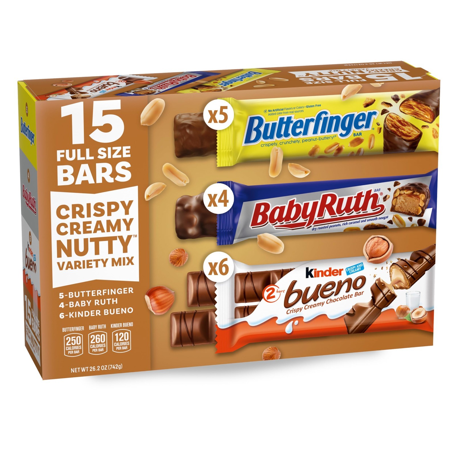 Assorted Full Size Candy Bars Variety Mix – Butterfinger, Baby Ruth, Kinder Buen